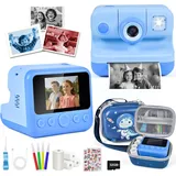 Sofortbildkamera Kinderkamera – 1080P 2,4 Zoll Digitalkamera Kinder Mit Kameratasche, 32GB Karte & Druckpapier, Kinder Kamera Weihnachten Geschenk Für Jungen Mädchen 3-14 Jahren (Blau)