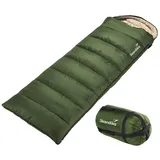 Skandika Schlafsack Iceland | Deckenschlafsack mit Polycotton Innenfutter für Erwachsene, koppelbar, 3 Jahreszeiten, bis 5° C, 220x80 cm, Kompressionstasche | Winter Outdoor Camping Wandern (dkl grün)