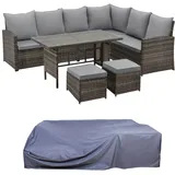 Svita Monroe Garten-Lounge Set Polyrattan Lounge-Möbel Sitzgruppe Braun