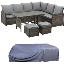 Svita Monroe Garten-Lounge Set Polyrattan Lounge-Möbel Sitzgruppe Braun