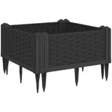 vidaXL Pflanzkasten mit Erdspießen Schwarz 42,5x42,5x28,5 cm PP