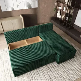 masseno Eckcouch Polyester mit Schlaffunktion L-Form 2-Sitzer Grün