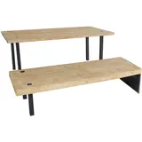 Mendler Esszimmer-Set HWC-L75, Esstisch Sitzbank Esszimmergarnitur, Massiv-Holz MVG-zertifiziert 200cm, natur
