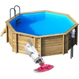 BWT - Holzpool Tropic octo 414 inkl. Poolsauger BC30 - Massiver Holzpool - 4 m Durchmesser - aus nachhaltiger Kiefer