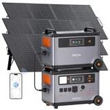 OSCAL PowerMax 6000W Portable Stromstation, 7200Wh Solargenerator mit 6000W(9000W Peak) Ausgangsleistung, 3x200W Solarmodule inklusive 1,96h Schnellladung, USV, Stromspeicher für Notstromversorgung