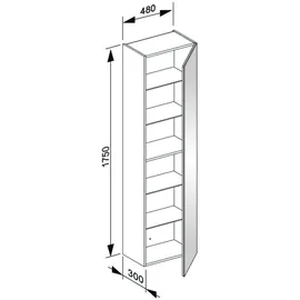Keuco X-Line Hochschrank 1-türig 48 x 175 x 30 cm Weiß Glas