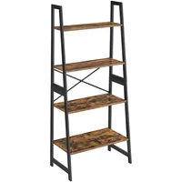 VASAGLE Bücherregal, Leiterregal, Standregal mit 4 Ebenen, Gestell aus Bambus, einfache Montage, für Wohnzimmer, Schlafzimmer, Küche, vintagebraun-schwarz BCB020B01V1