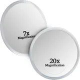 Mirrorvana Vergrößerungsspiegel 20fach und 7fach mit Saugnapf, Runder Kosmetikspiegel für Badezimmer, Schminkspiegel mit Starker Vergrößerung, 15 cm