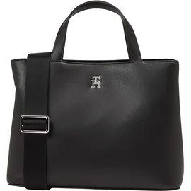 Tommy Hilfiger Damen Tasche Essential Satchel mit Reißverschluss, Schwarz (Black),
