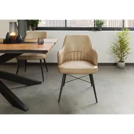 MASSIVMOEBEL24.DE Polsterstuhl Leder beige