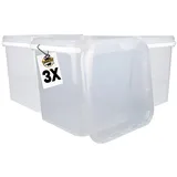 FixedByU 3x Kunststoffeimer mit Deckel Pp, Eckig, Transparent 5,4 L
