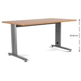 rocada METAL höhenverstellbarer Schreibtisch eiche rechteckig, T-Fuß-Gestell grau 160,0 x 80,0 cm