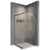 Schulte Duschkabine Eckeinstieg mit Schiebetüren, 3 mm Sicherheitsglas ESG Querstreifen, Silberfarben, D19447 169 72