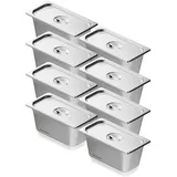 Vevor 8er-Pack Hotelpfannen, 1/3 Anti-Stau-Dampfpfanne mit Deckel, 0,8 mm dicke Edelstahl-Dampftischpfanne, 6 Zoll tiefe kommerzielle Tischpfanne, Catering-Aufbewahrungspfanne für Lebensmittel, für Industrie und Wissenschaft