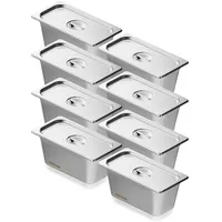 Vevor 8er-Pack Hotelpfannen, 1/3 Anti-Stau-Dampfpfanne mit Deckel, 0,8 mm dicke Edelstahl-Dampftischpfanne, 6 Zoll tiefe kommerzielle Tischpfanne, Catering-Aufbewahrungspfanne für Lebensmittel, für Industrie und Wissenschaft