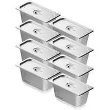 Vevor 8er-Pack Hotelpfannen, 1/3 Anti-Stau-Dampfpfanne mit Deckel, 0,8 mm dicke Edelstahl-Dampftischpfanne, 6 Zoll tiefe kommerzielle Tischpfanne, Catering-Aufbewahrungspfanne für Lebensmittel, für Industrie und Wissenschaft