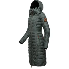 Navahoo Damen Wintermantel Warmer Steppmantel lang mit Kapuze Umay Stormy Blue Gr. XL - XL