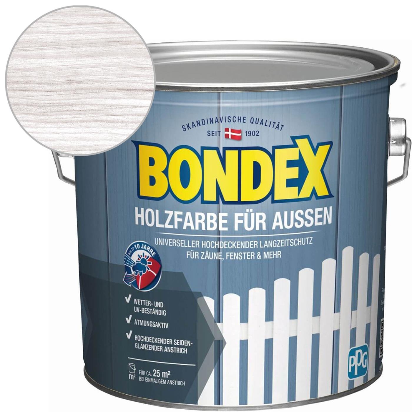 Bondex Holzfarbe Aussen Weiss seidenglänzend, 2,5 Liter