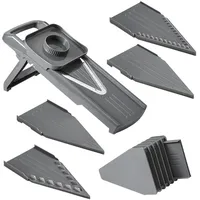 Metaltex Slice-V Universalreibe mit 5 Einsätzen und Fingerschutz, Grau