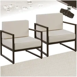 Tectake tectake® Garten-Loungesessel, Dicke des Sitzpolsters 14 cm, pulverbeschichtetes Stahlgestell, 74 x 78 x 85 cm