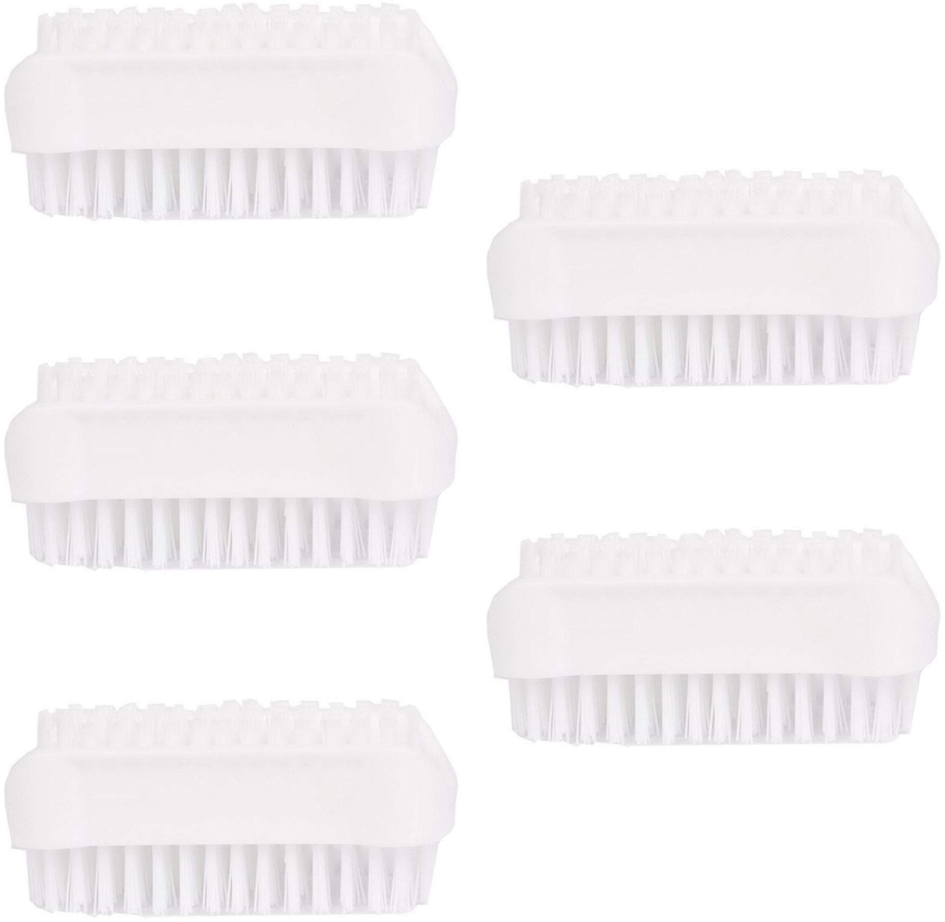 PARSA Beauty Doppelseitige Handbürste Nagelbürste – Nail brush im Set (5 Stück Weiß) – Handwaschbürste für Bad, WC, Waschbecken, Werkstatt