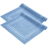 Komfortec Badematte Badvorleger aus 100% Baumwolle, 50x70 cm Duschvorleger, Waschbar Duschmatte, Frottee, Rechteckig, 600 g/m2, 2er Set, Saugfähig & Schnelltrocknend blau 600 g/m2