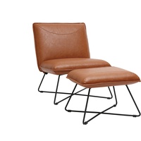 Miliboo Vintage-Sessel Braun mit Fußstütze PHILO