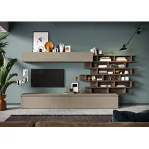 Home Affaire Wohnwand HOME AFFAIRE "Infinity, 10tlg. Breite 345 cm, Höhe variabel, Schrankwand, Anbauwand", braun (lehmfarben (argilla), bronzo), B:345cm H:164cm T:40cm, Kastenmöbel-Sets, Wohnwand, (2x Lowboard, 2x Hängeschrank, 6x Wandregal)