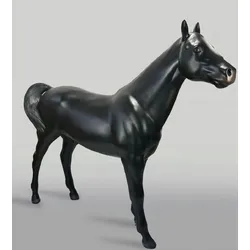 Casa Padrino XXL Deko Skulptur Pferd Schwarz 245 cm - Lebensgroße Garten Figur