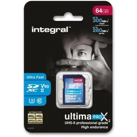 Integral 64GB UHS-II SD-Karte V90 Bis zu 300MB/s Lese- und 280MB/s Schreibgeschwindigkeit SDXC Professional High Speed Speicherkarte