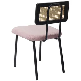 Mendler 2er-Set Esszimmerstuhl HWC-K88, Lehnstuhl Stuhl, Holz Poly-Rattan Metall Bouclé ~ Stoff/Textil rosa