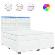 vidaXL Boxspringbett mit Matratze Weiß 180x200 cm Kunstleder
