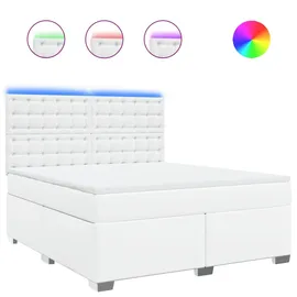 vidaXL Boxspringbett mit Matratze Weiß 180x200 cm Kunstleder