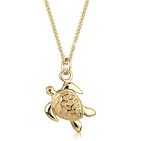Elli Halskette Panzerkette Schildkröte Anhänger Sun 925 Silber Gold Damen