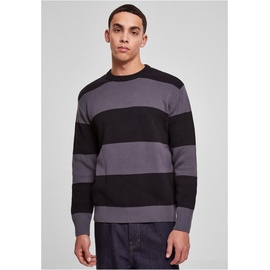 URBAN CLASSICS Rundhalspullover Heavy Oversized Striped Sweatshirt schwarz