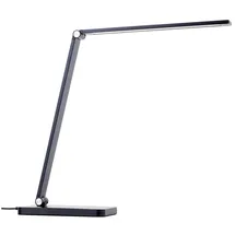 Lightbox LED Tischlampe mit CCT (2700-6500 K) & Wireless Charging & 3-Stufen-Touchdimmer & USB | einstellbar | 38 cm | schwarze Schreibtischleuchte für das Büro | 610 lm | aus Kunststoff/Metall