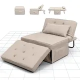 FLEXISPOT Sessel Wohnzimmer Sessel mit hocker Schlafsessel Klappbar mit bettfunktion mit schlaffunktion umwandelbarer Stuhl Bett ausziehbarer Schlafsessel Belastbar bis 300kg, Grau