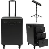Professioneller Schminkkoffer - Kosmetikkoffer Mit 3 Schubladen - Zahlenschloss - Arbeitsfläche - Großes PVC-Material - Schwarz