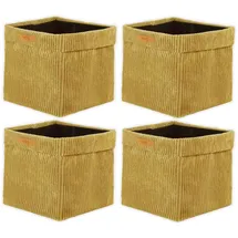 lycce Kallax Boxen Cordstoff 4er Set, faltbar, waschbarer Cordbezug senf