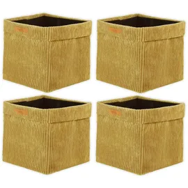 lycce Kallax Boxen Cordstoff 4er Set, faltbar, waschbarer Cordbezug senf
