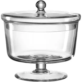LEONARDO - Poesia/Ravenna - Dose auf Fuss/Dessertschale - Glas - Klar - (DxH) 18,7 x 18 cm - Handgefertigtes Unikat