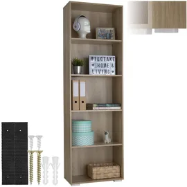 Tectake Bücherregal 60 x 30 x 190 cm Braun