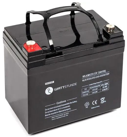Wattstunde Akku AGM12-33 12V VRLA AGM Batterie 33Ah C20