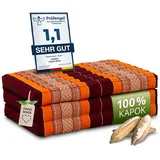 Kindermatratze Klappmatratze 70 cm breit - 140x70x8cm - Faltmatratze für Kinder, livasia, 8 cm hoch, Kapok, vegan, handgefertigt orange