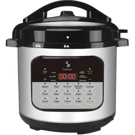 Beper P101COS002 Schnellkochtopf 6 Liter, 15 Kochprogramme, Schongarer, 24-Stunden-Timer, 3 Druckstufen, Warmhaltefunktion, 10 Sicherheitssysteme, 1000 W