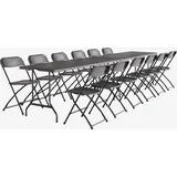 sweeek - 2er-set Partytischen aus Kunststoff + 12 Stühle, zusammenklappbar