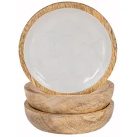 Levandeo 3er Set Teller 10cm Mango Holz Creme Perlmutt
