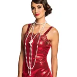 Boland 64342 - Halsketten Flapper, Weiß, 2 Stück, Länge 83 cm, Perlenketten, 20er-Jahre-Outfit, Accessoire, Kostüm, Karneval, Mottoparty
