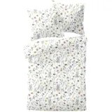 DORMISETTE Mako-Satin Blumen bunt 135 x 200 cm + 80 x 80 cm