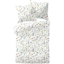 DORMISETTE Mako-Satin Blumen bunt 135 x 200 cm + 80 x 80 cm